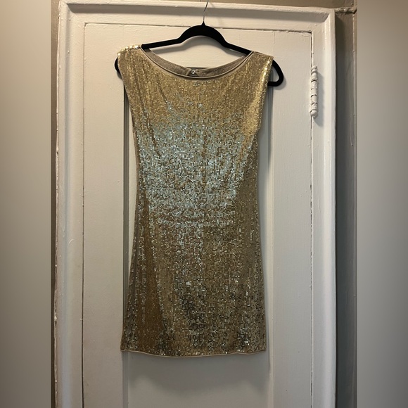 Alice + Olivia Gold Sequin Dress - Picture 1 of 7